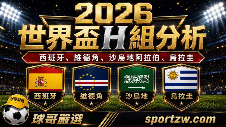 2026 世界盃 H 組分析，西班牙、維德角、沙烏地阿拉伯、烏拉圭四隊盾牌主視覺
