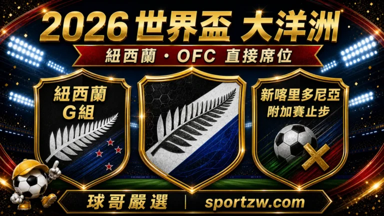 2026世界盃大洋洲分析封面圖，紐西蘭G組、OFC直接席位與新喀里多尼亞附加賽止步