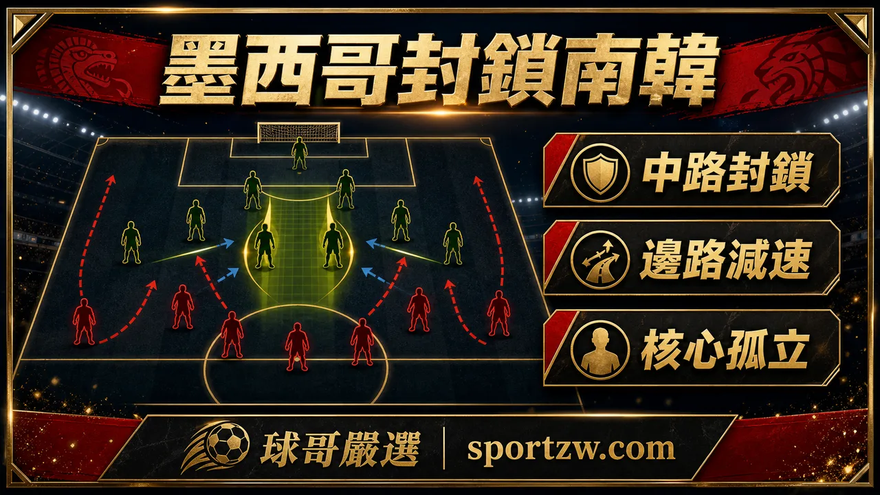 墨西哥封鎖南韓戰術圖,中路封鎖、邊路減速、核心孤立