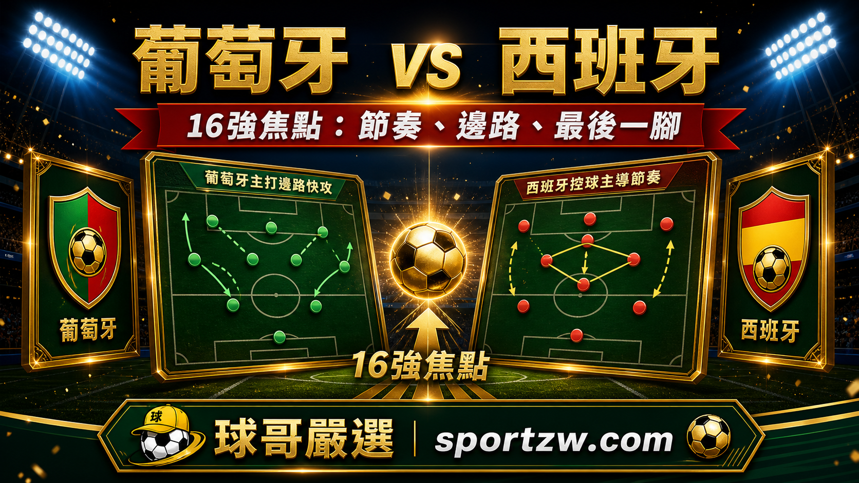 葡萄牙 vs 西班牙 16強焦點戰術圖，節奏、邊路與最後一腳，球哥嚴選 sportzw.com